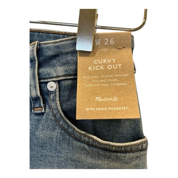 MADEWELL NWT Women's Curvy Kick Out Crop Jean Sz 26 Med Wash N1 - Picture 3 of 5